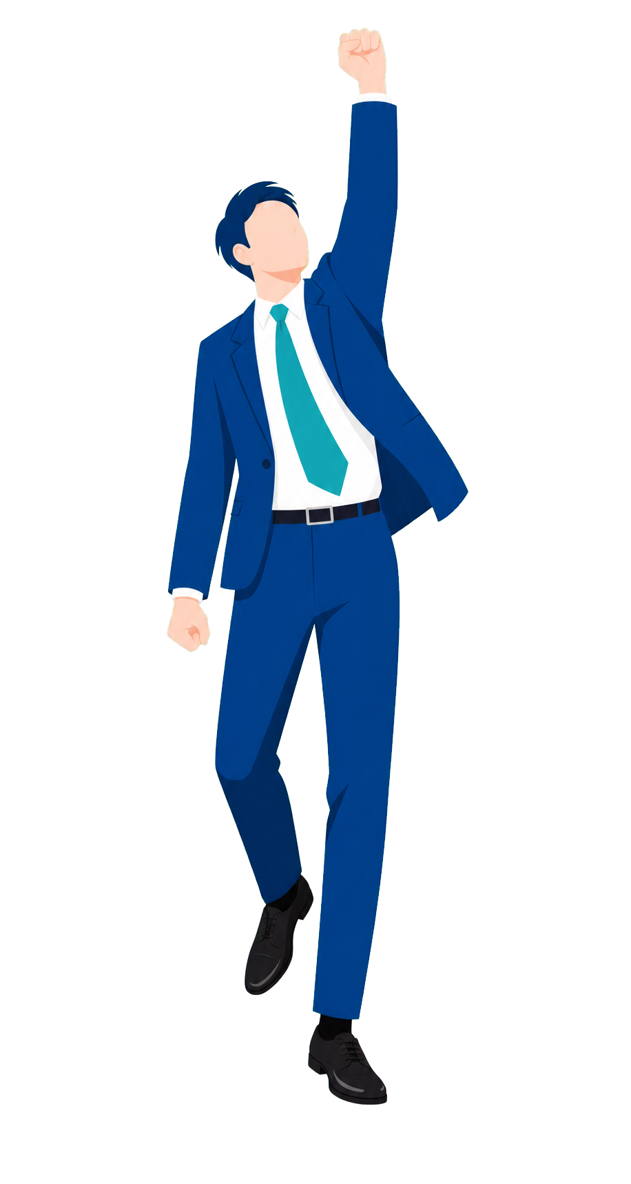 前向きに手を上げるビジネスパーソンのイラスト